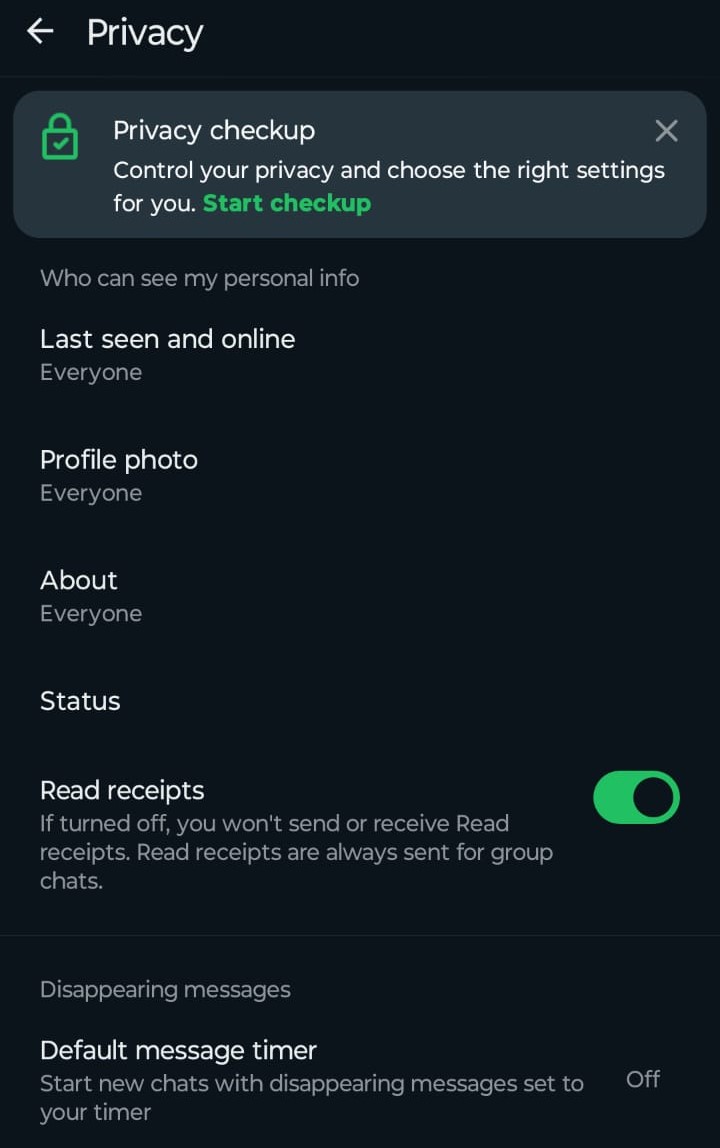 Privacy settings